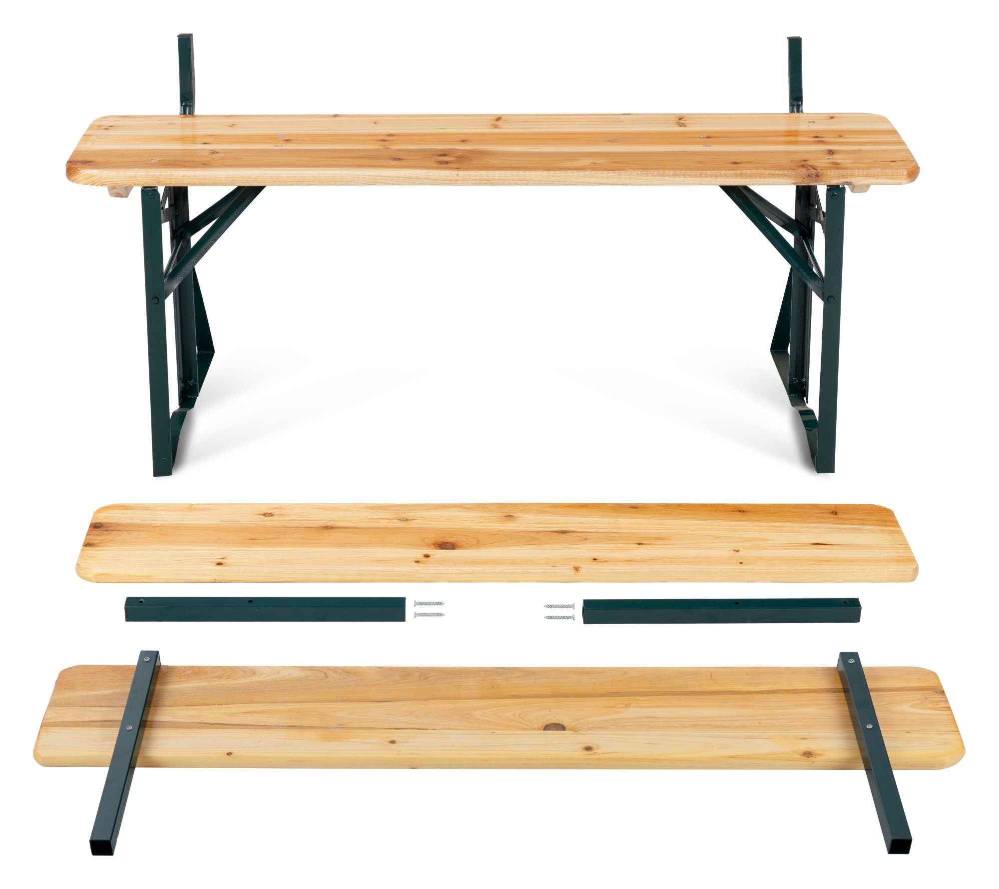Stagecaptain Bierzeltgarnitur Hirschgarten BB-119 Sitzgarnitur mit Lehne 119 cm Länge, (Spar-Set, 6-tlg., 4 x Bank, 2 x Tisch), Mit aufsteckbarer Rückenlehne