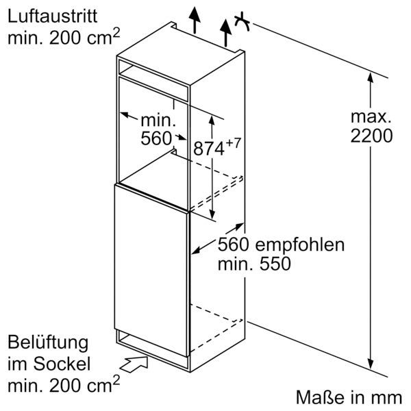 BOSCH Einbaukühlschrank Serie 4 KIR21VFE0, 87,4 cm hoch, 54,1 cm breit