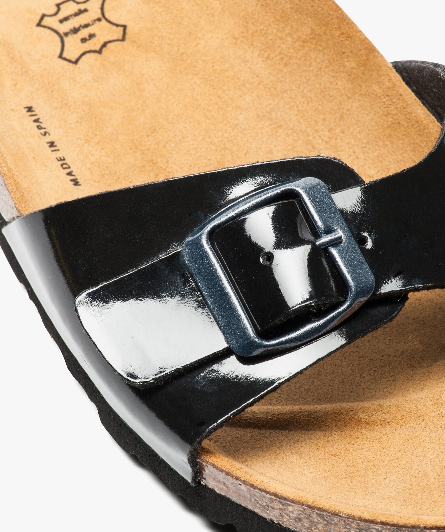 Mules femme à talon plat et large bride ajustable noir | GEMO