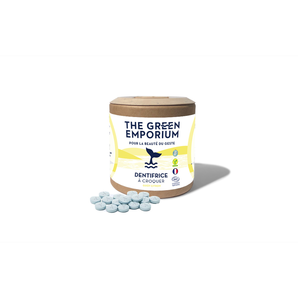 the green emporium SOLIDE A CROQUER SANS FLUOR CITRON 120 pcs dentifrice