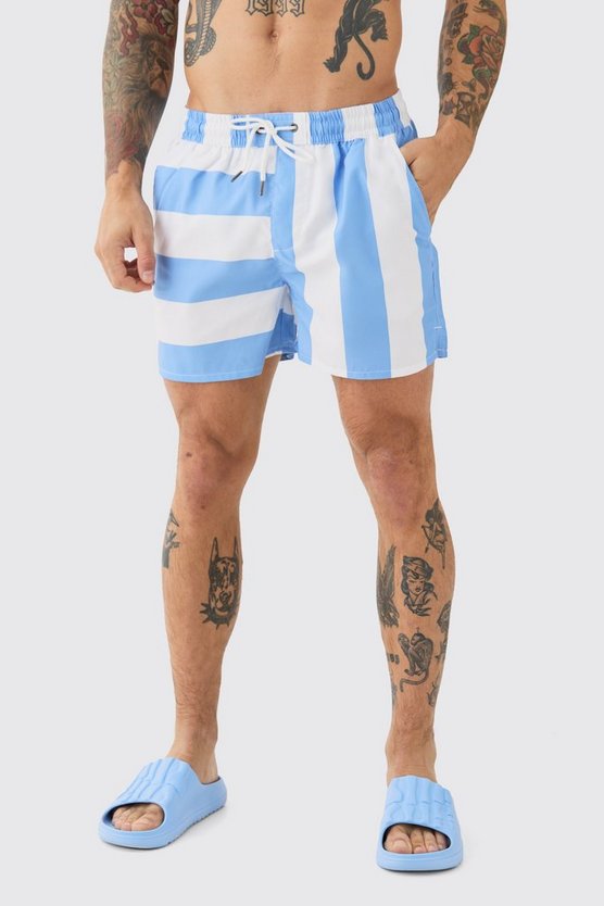 Kurze gespleißte Badehose mit Streifen