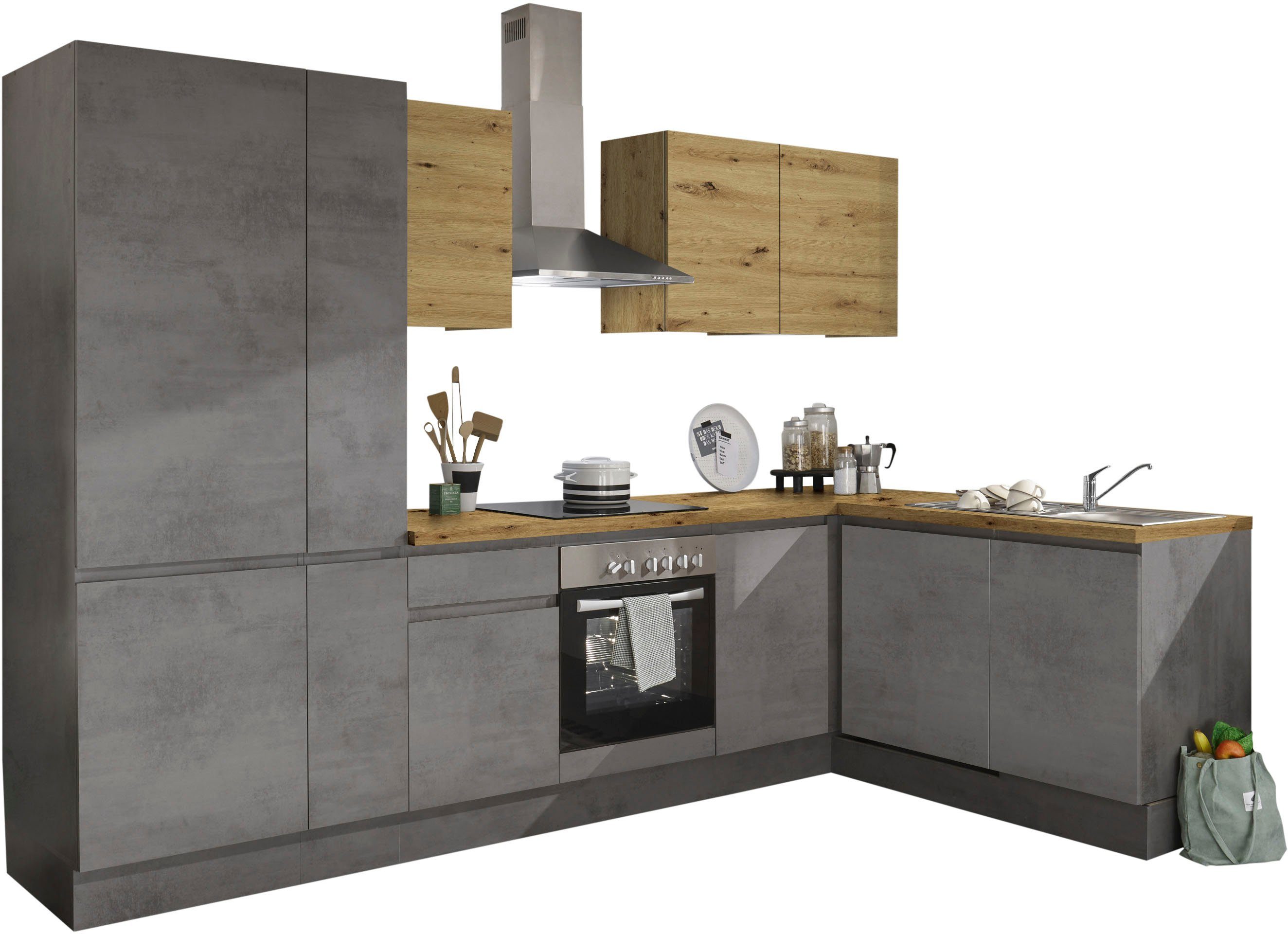 BASIC by Balculina Küche Adna, Stellbreite 310/170 cm, wahlweise mit oder ohne E-Geräte