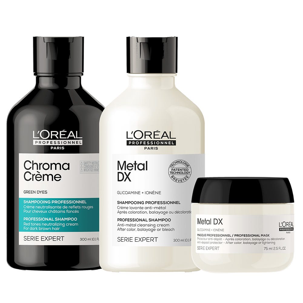 L'Oréal Professionnel Paris Serie Expert Metal DX Shampoo+Chroma Creme Grün Bundle