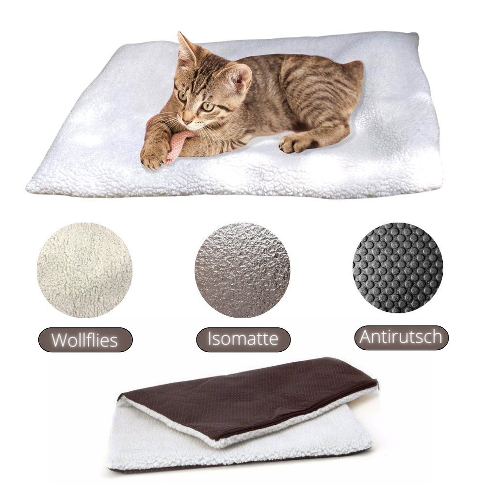 Angel's Pride Tierdecke Wärmedecke für Katzen und Hunde Selbstheizend Größe: 64x49cm, Fleece, isolierend, speichert wärme