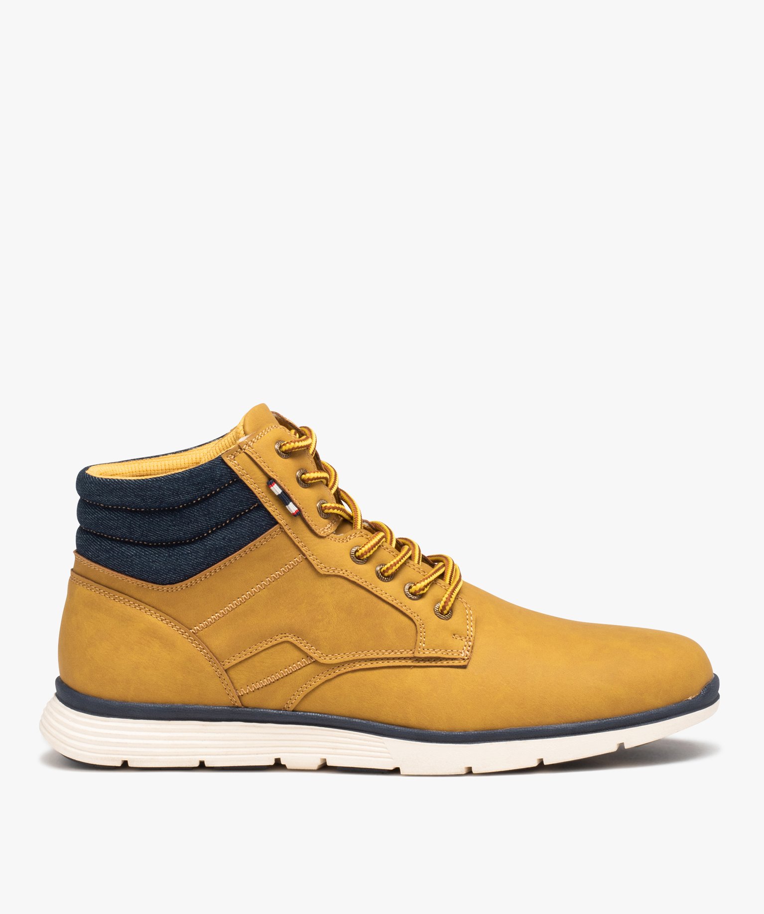 Baskets homme mid-cut avec col rembourré style denim camel | GEMO