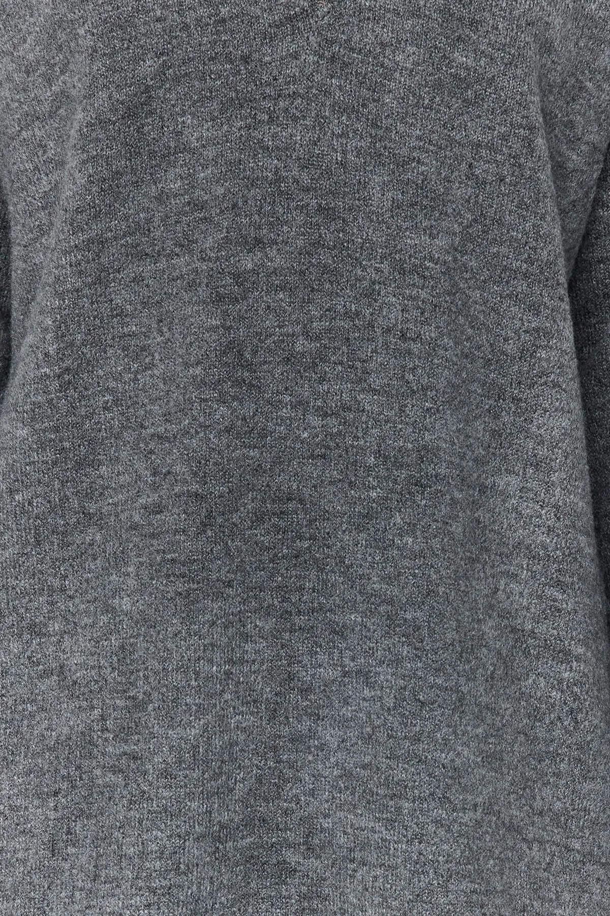 Trendyol Collection  Anthrazitfarbenes Mini-Strickkleid mit weicher Struktur und V-Ausschnitt TWOAW24EL00086