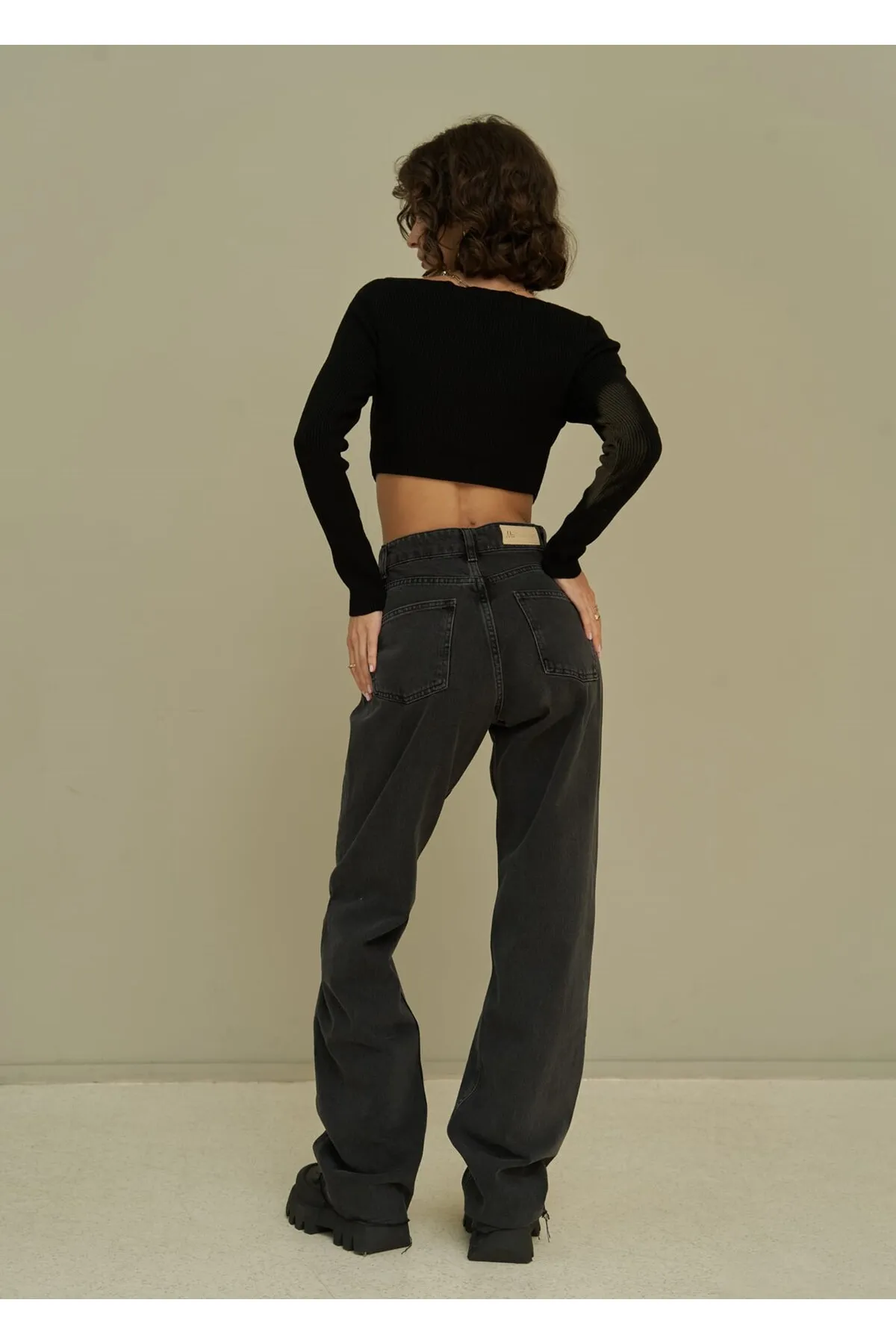 MAİ COLLECTİON  Marla Basic schwarze Jeanshose