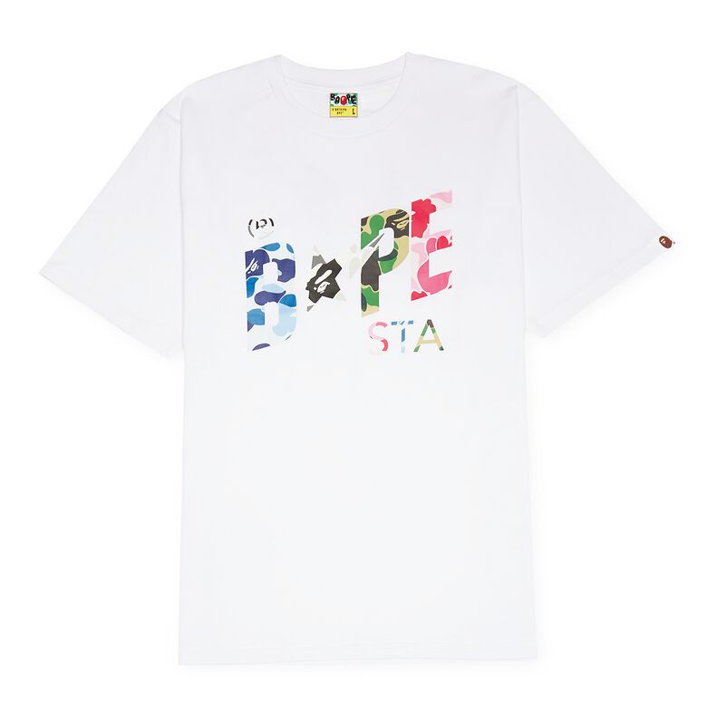 A Bathing Ape ABC Camo Crazy Bape STA Logo Tee white