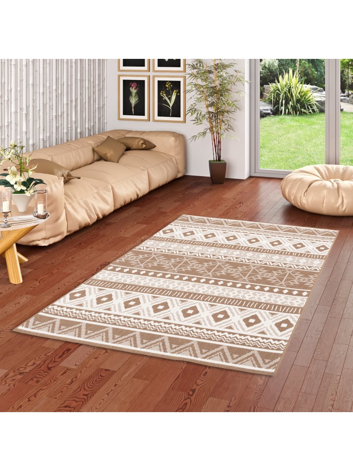 Pergamon In- und Outdoor Teppich Beidseitig Cape Cod  Ethno in Beige günstig kaufen