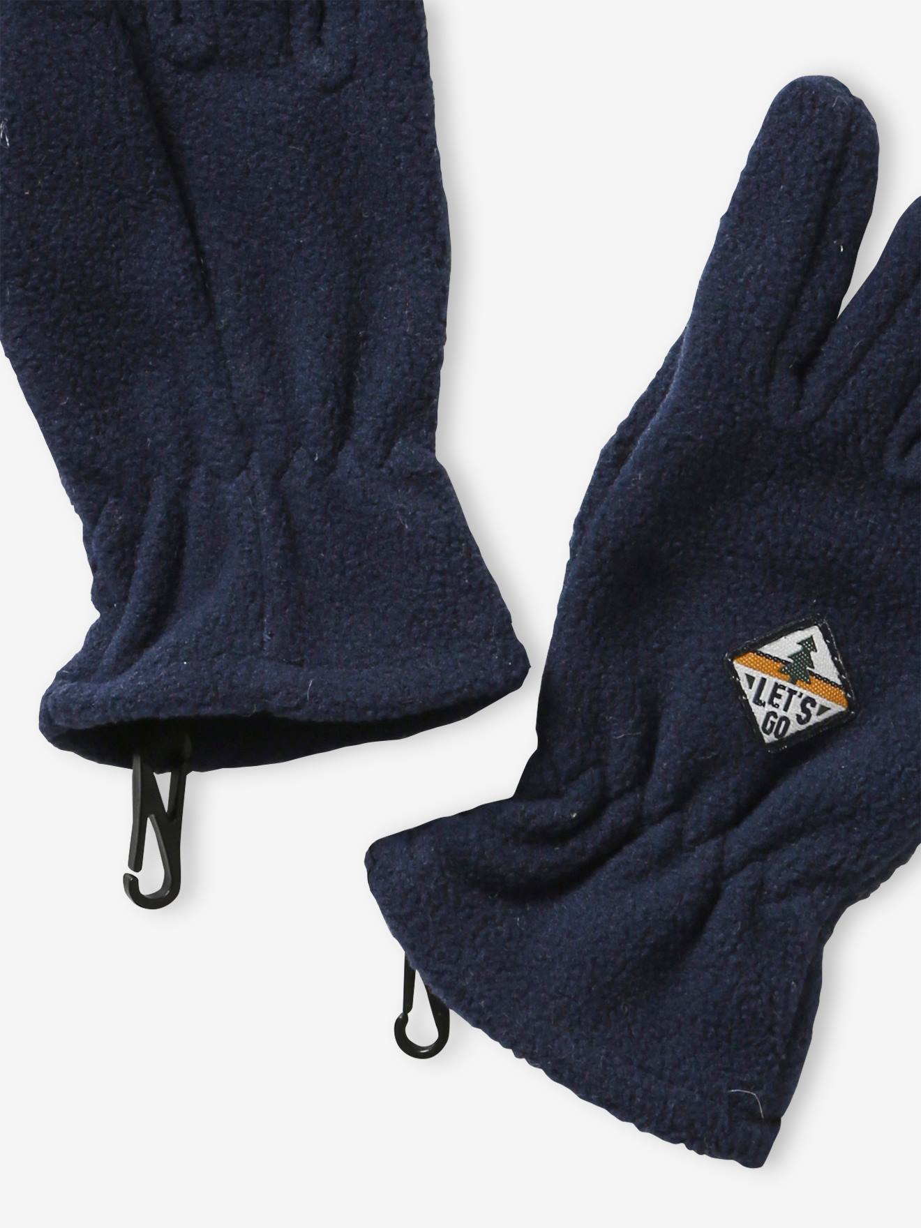 Gants garçon en maille polaire pétrole