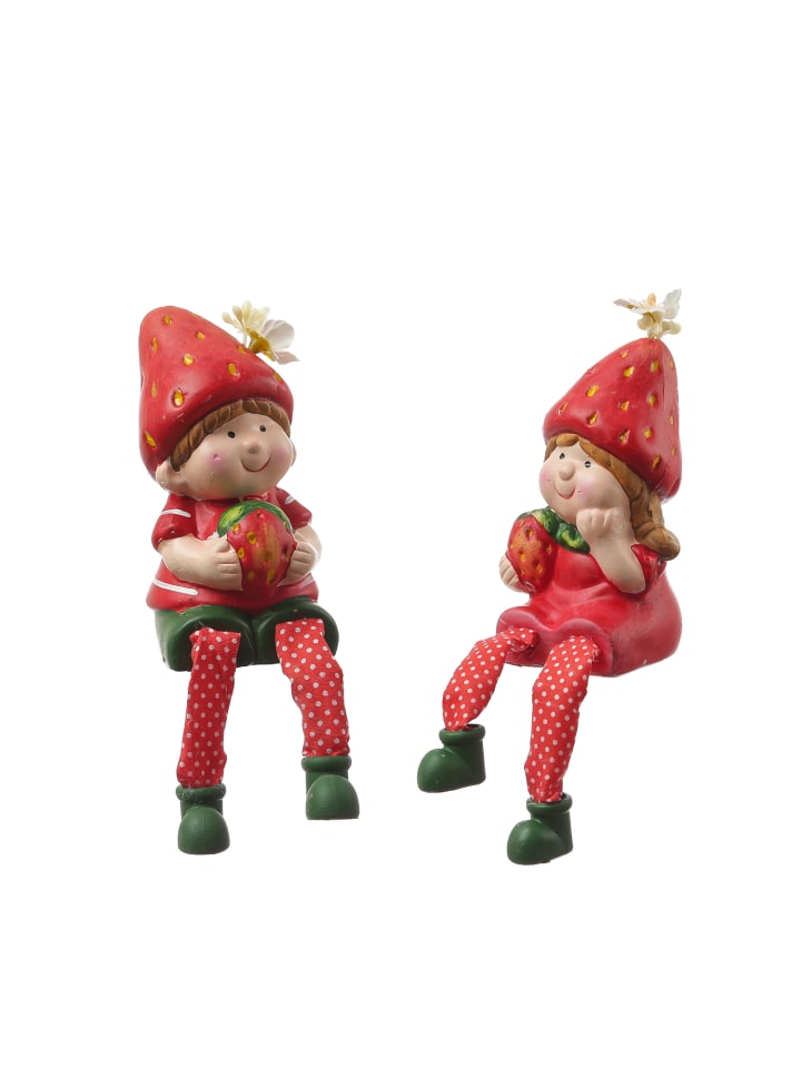 MARELIDA Kantenhocker Erdbeerjunge Fritz Gartenfigur H: 19cm in rot günstig kaufen onesize