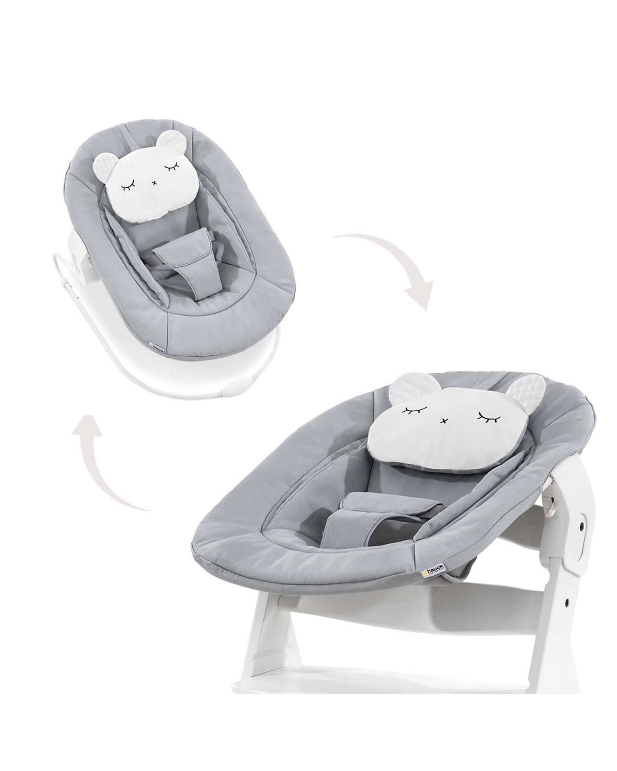 Bouncer 2in1 für Alpha+ Hochstuhl Newborn Set, Pastel Bear Light Grey