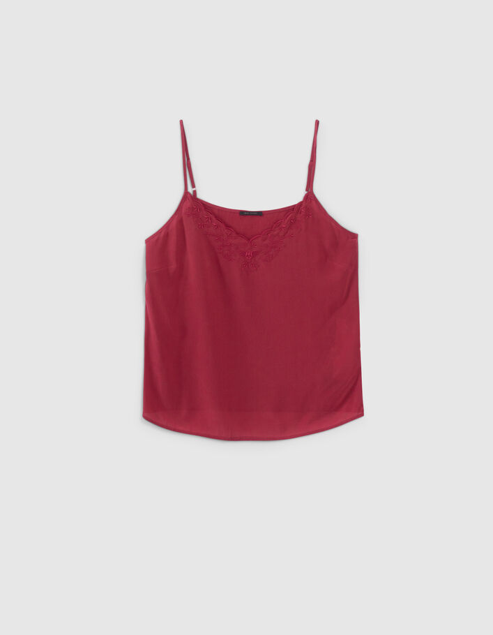 Top camelia esprit lingerie soie brodée Femme