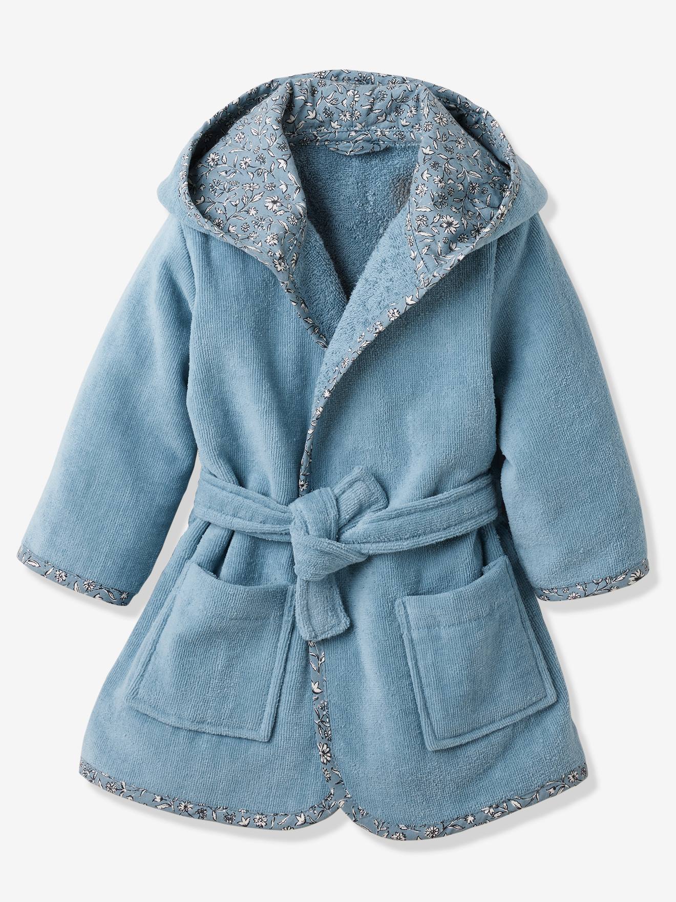 Vertbaudet Baby Bademantel INDIA, personalisierbar Oeko-Tex - blau bedruckt