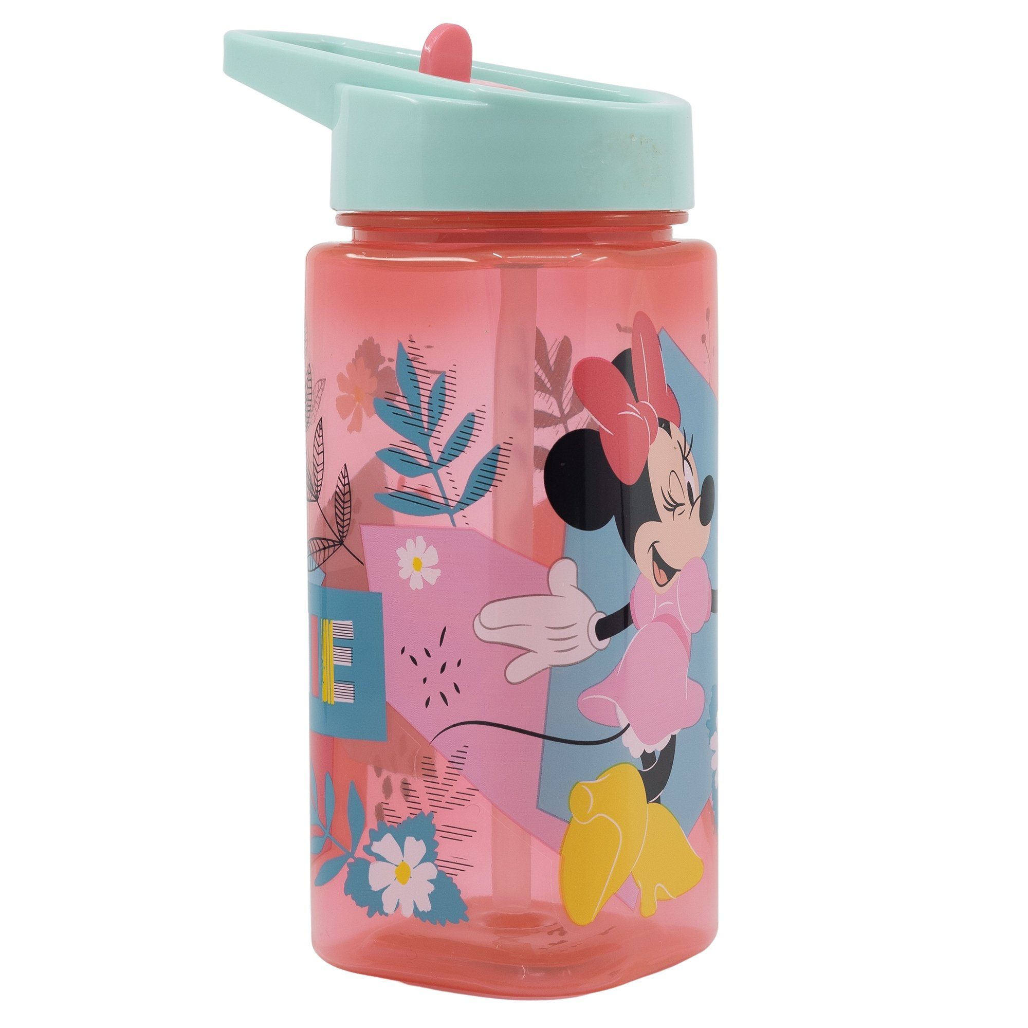 Minnie Mouse Trinkflasche Minni Maus, Kinderflasche mit Tragegriff & Trinkkappe 530 ml BPA frei