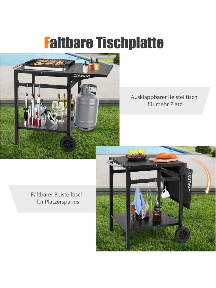 COSTWAY Grilltisch mit Tischplatte klappbar in Schwarz günstig kaufen onesize