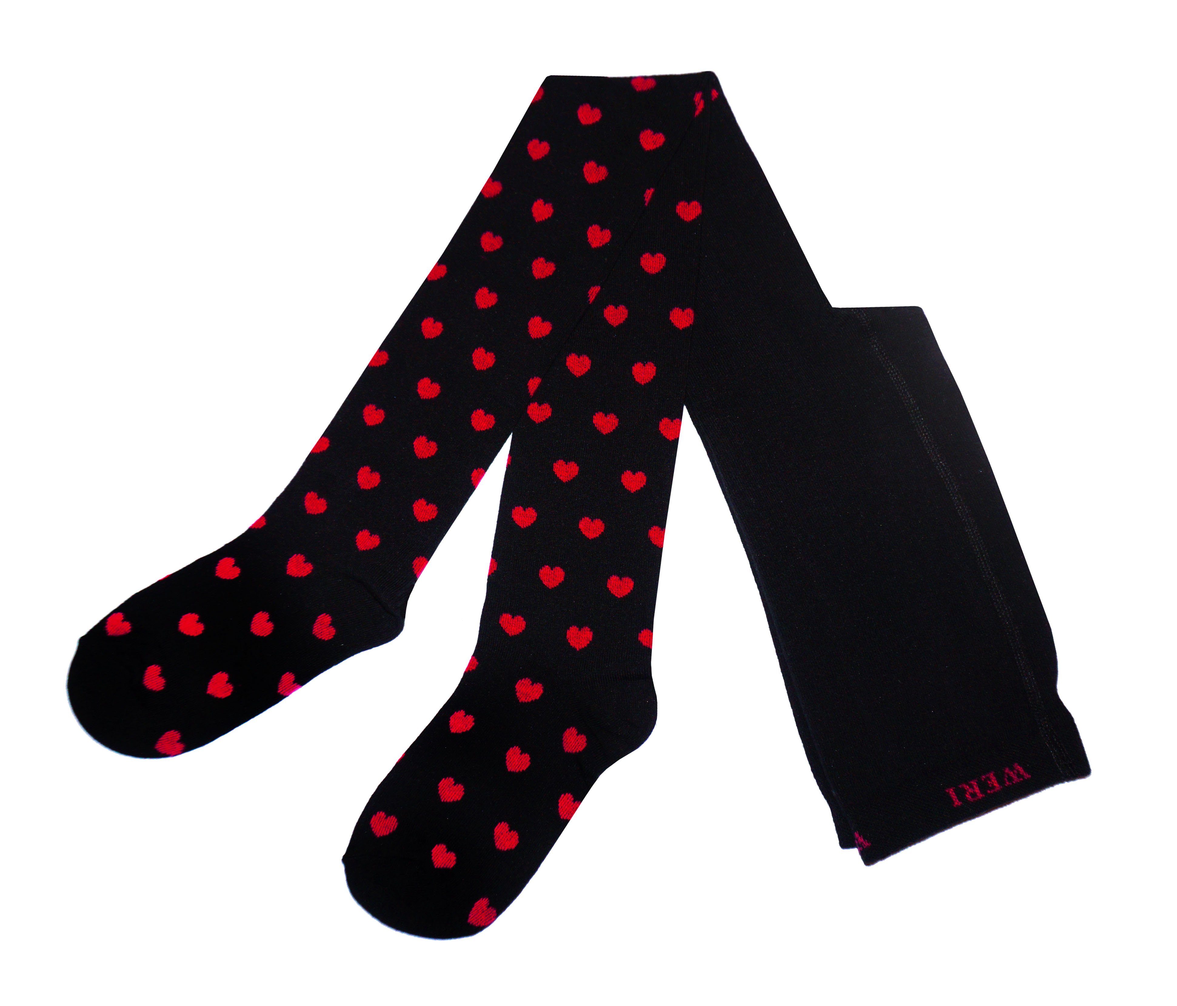 WERI SPEZIALS Strumpfhersteller GmbH Strickstrumpfhose Kinderstrumpfhosen für Mädchen >>Kleine Herze<< aus Baumwolle