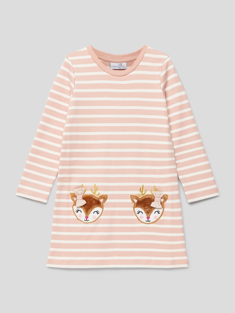 Knielanges Sweatkleid mit Streifenmuster in altrosa