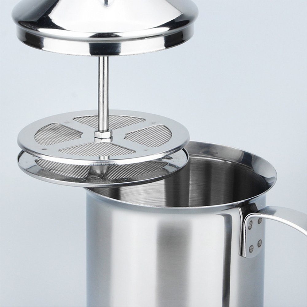 Zimtky Milchaufschäumer Milchschäumer Edelstahl - 400ml Double Mesh Milchaufschäumer Manuell
