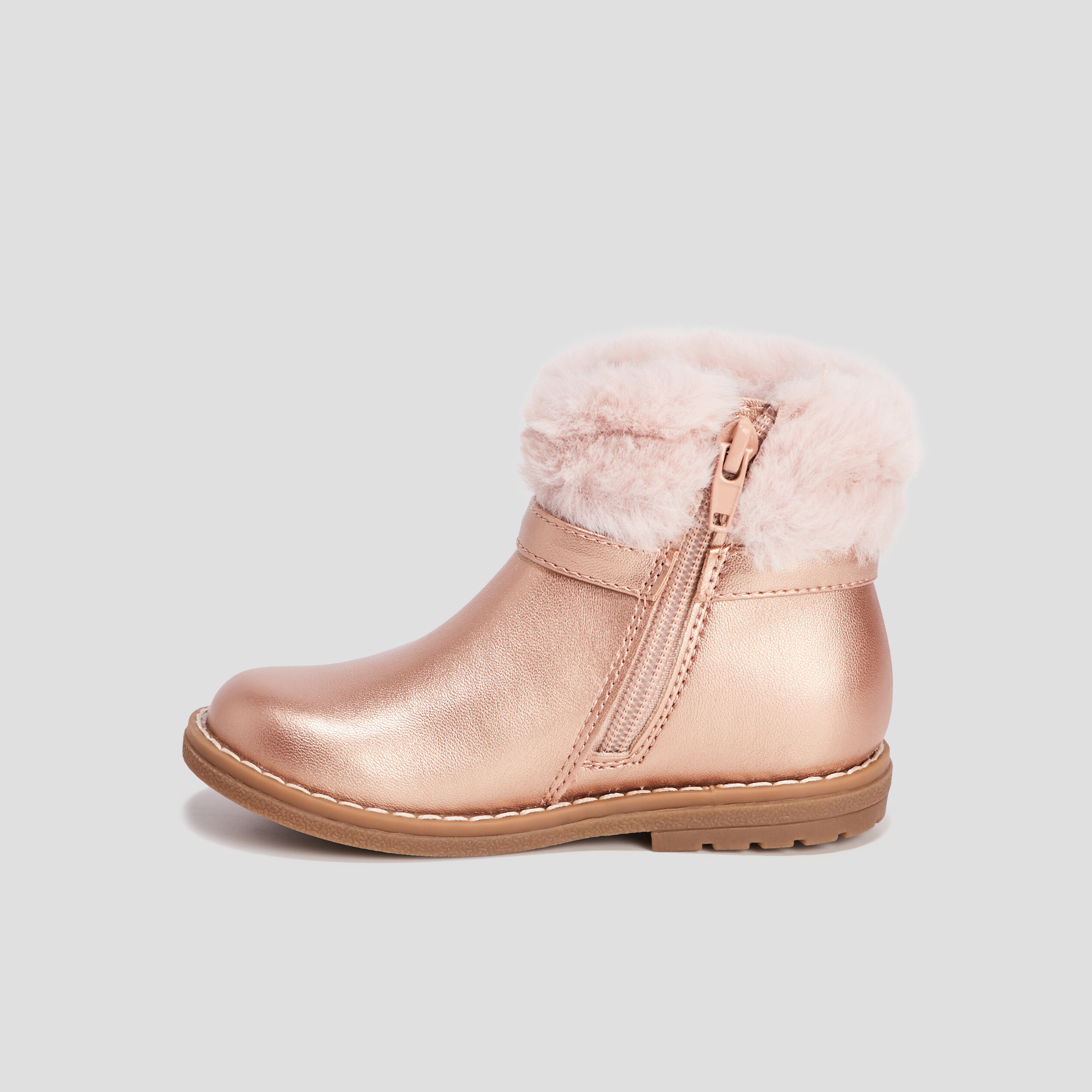 Bottines aspect métallisé rose champagne fille | La Halle