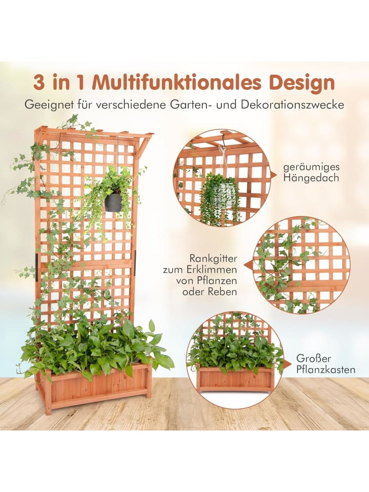 COSTWAY Blumenkasten mit Spalier 75x33x181cm in Orange günstig kaufen onesize