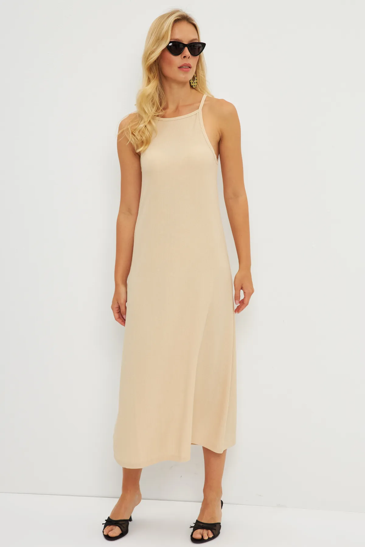 Cool & Sexy  Neckholder-Midikleid mit Schmucksteinen für Damen DMR166