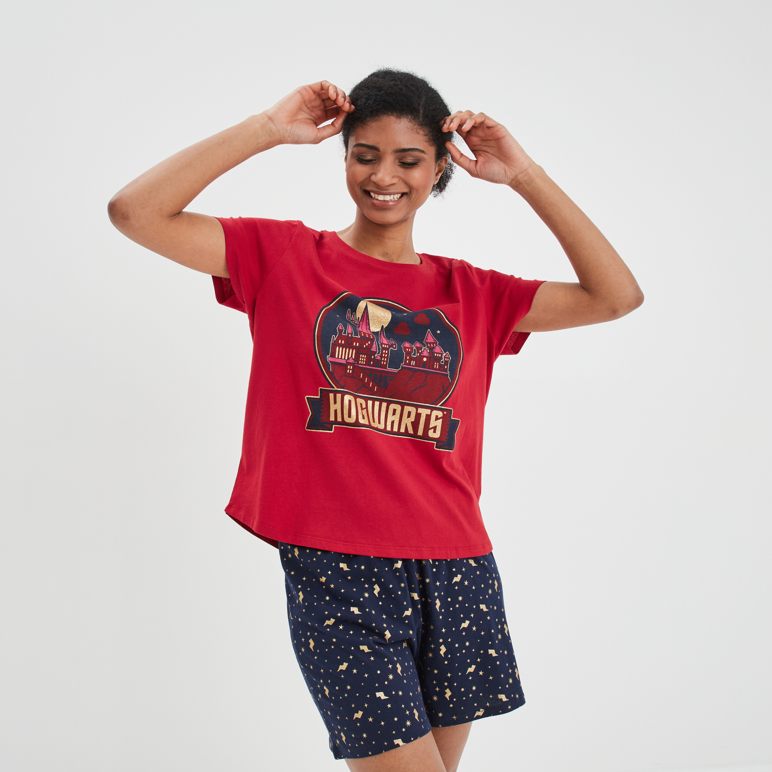 Ensemble pyjama short coton Harry Potter bordeaux femme | La Halle