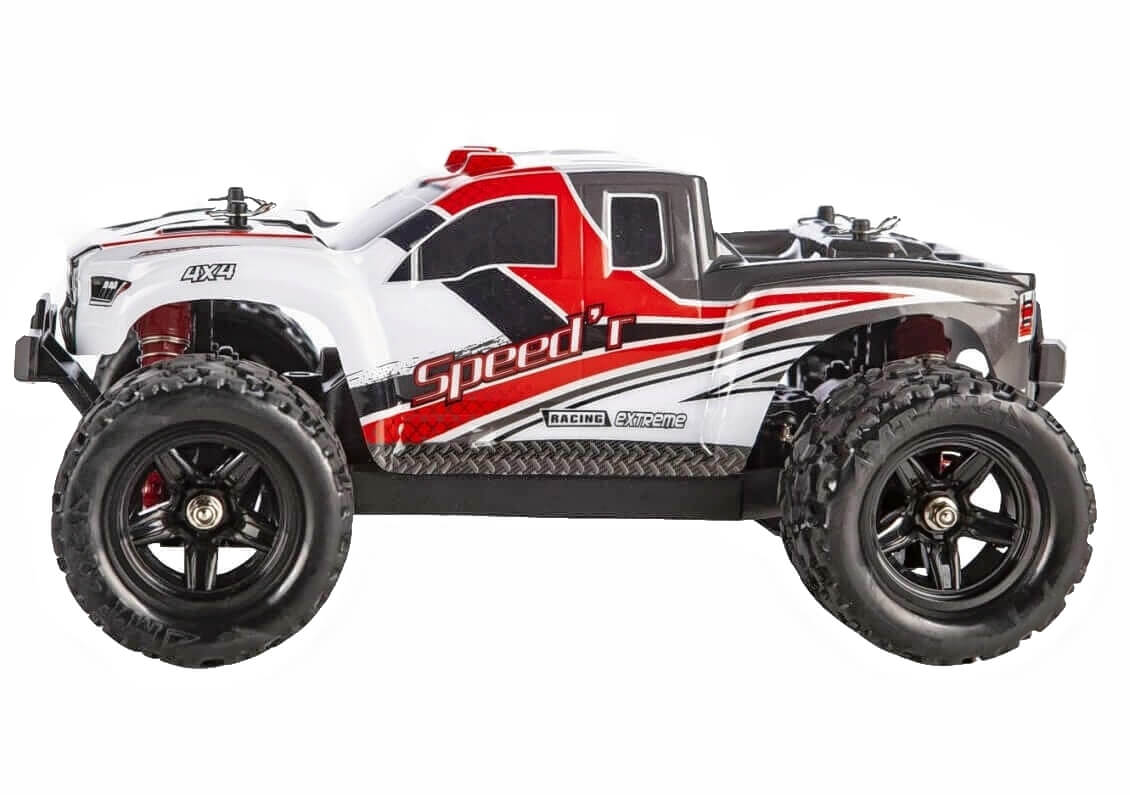 Blijr Blij´r Speed´r ferngesteuerter RC Monstertruck Rot 45 km/h, 1:18, 2 Akkus, Allrad, 100m, Ersatzkarosserie