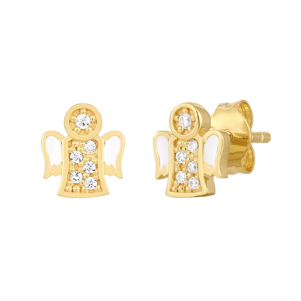Glanzstücke München Boucles doreilles Ange Argent sterling Oxyde de zirconium (CZ) en Or jaune Boucles d'oreilles