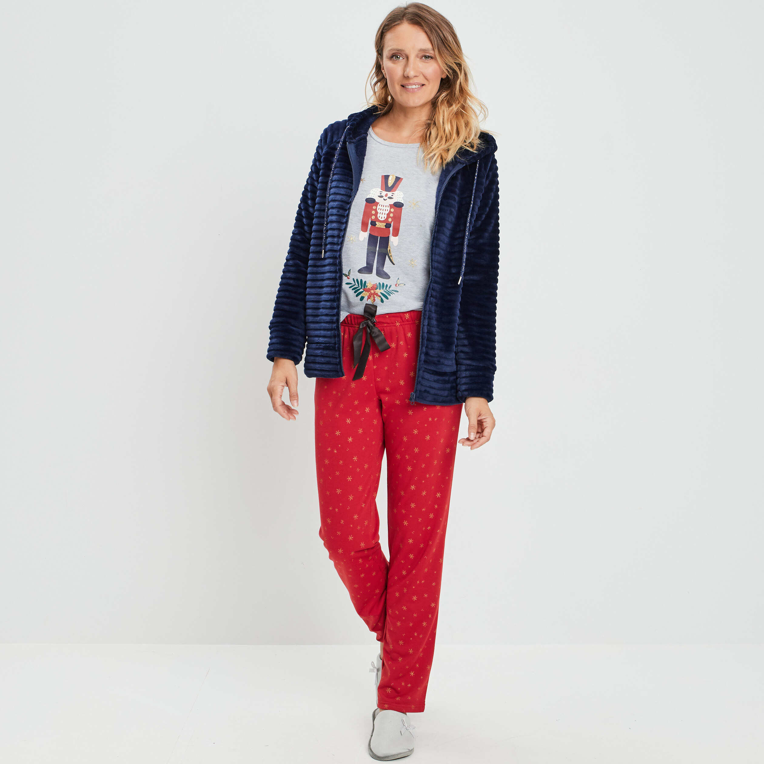 Ensemble pyjama 2 pièces gris clair femme | La Halle