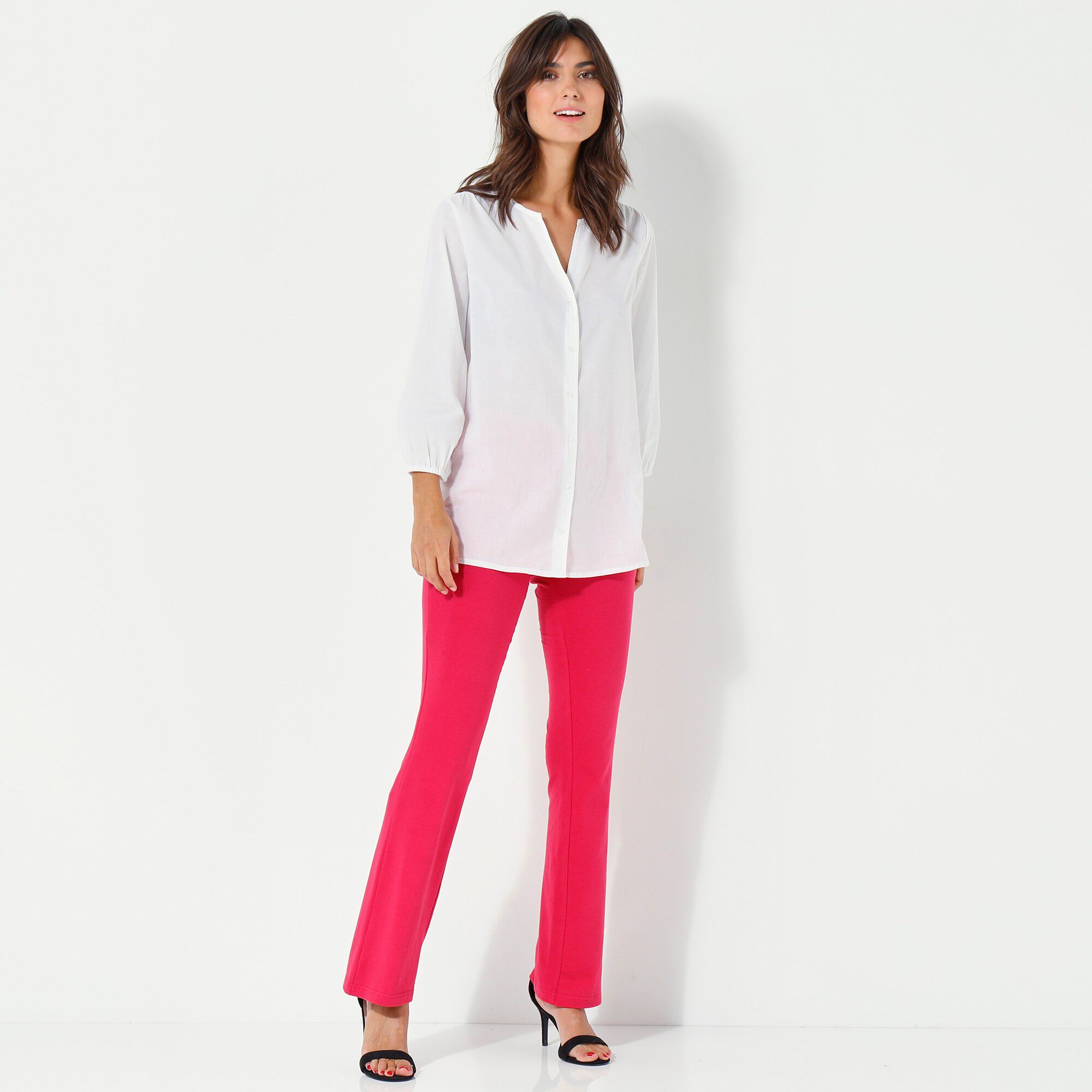 Legging bootcut uni, taille élastiquée