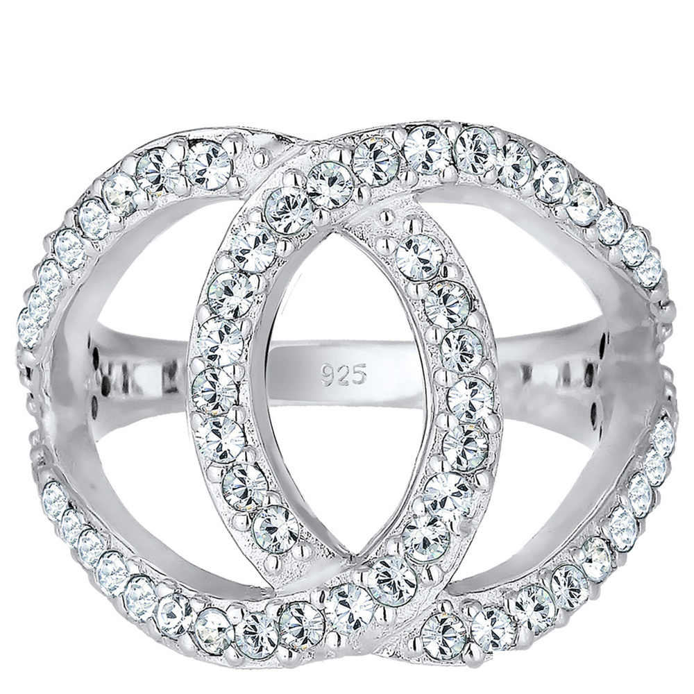 Elli Elli Bague pour Dames Noeuds d'Amour avec Cristal en 925/1000 Argent Bague