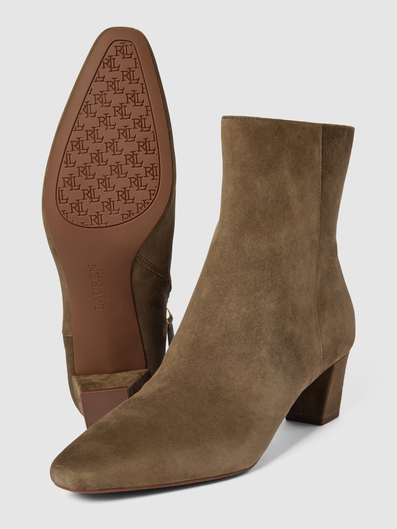 Stiefeletten aus Leder mit Label-Detail Modell 'WILLA' in olivgrün