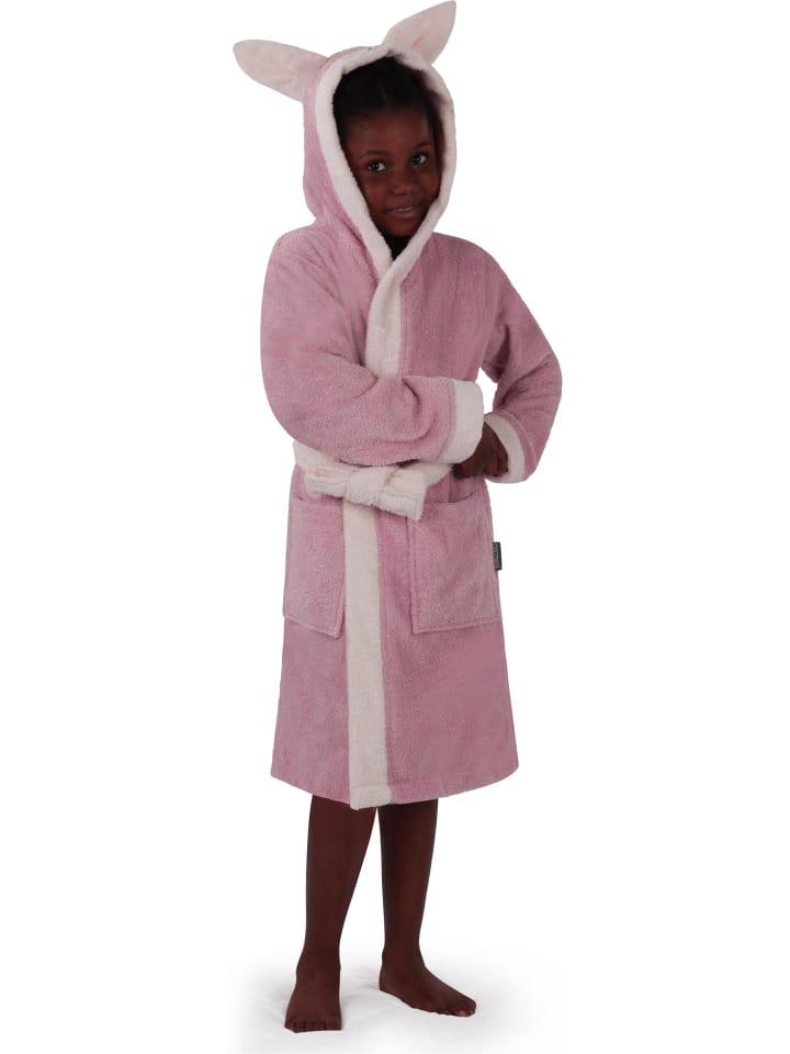 normani Kinder Bademantel aus Bio-Baumwolle Malia in Rosa / Alpaka günstig kaufen
