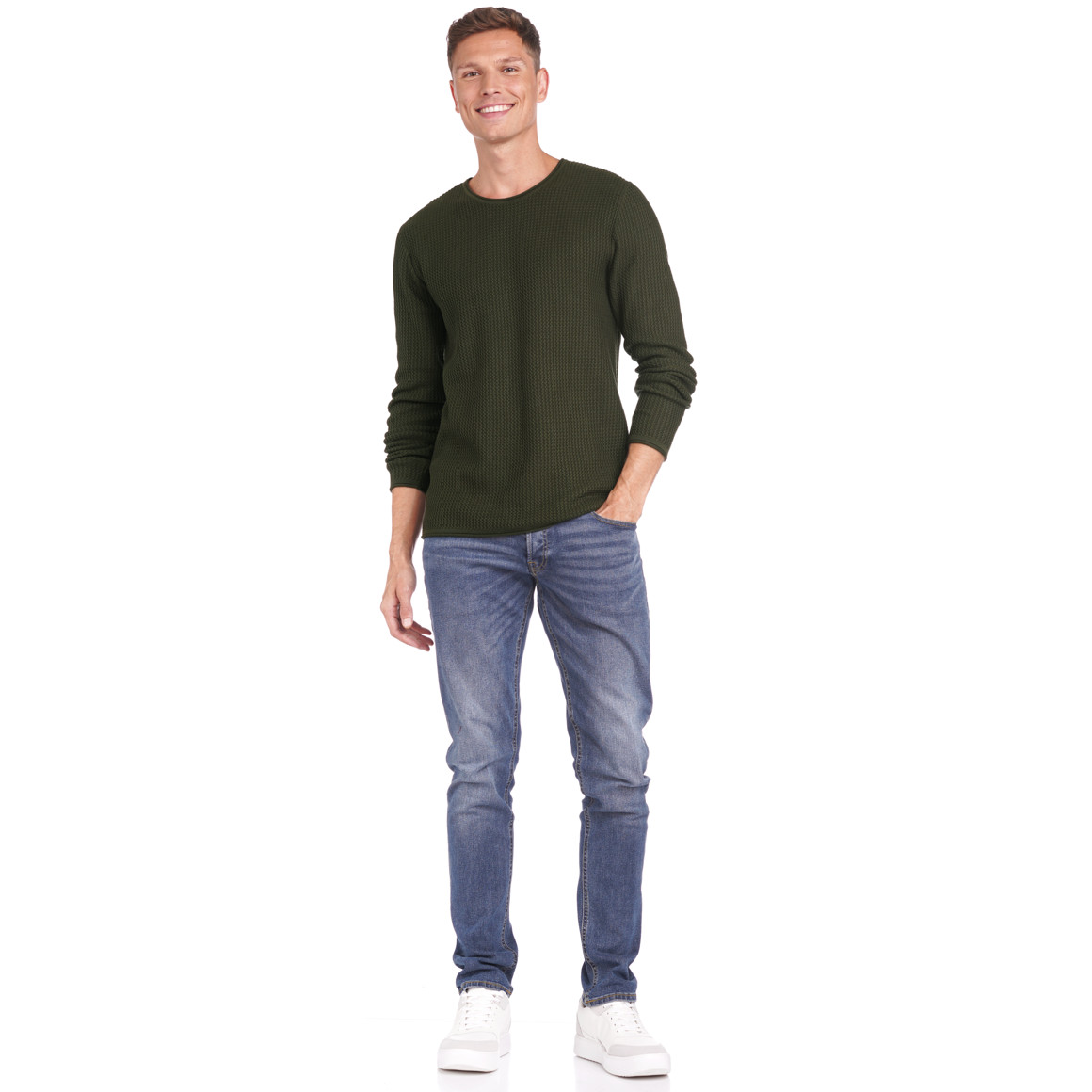Herren Strickpullover mit Wellen-Struktur