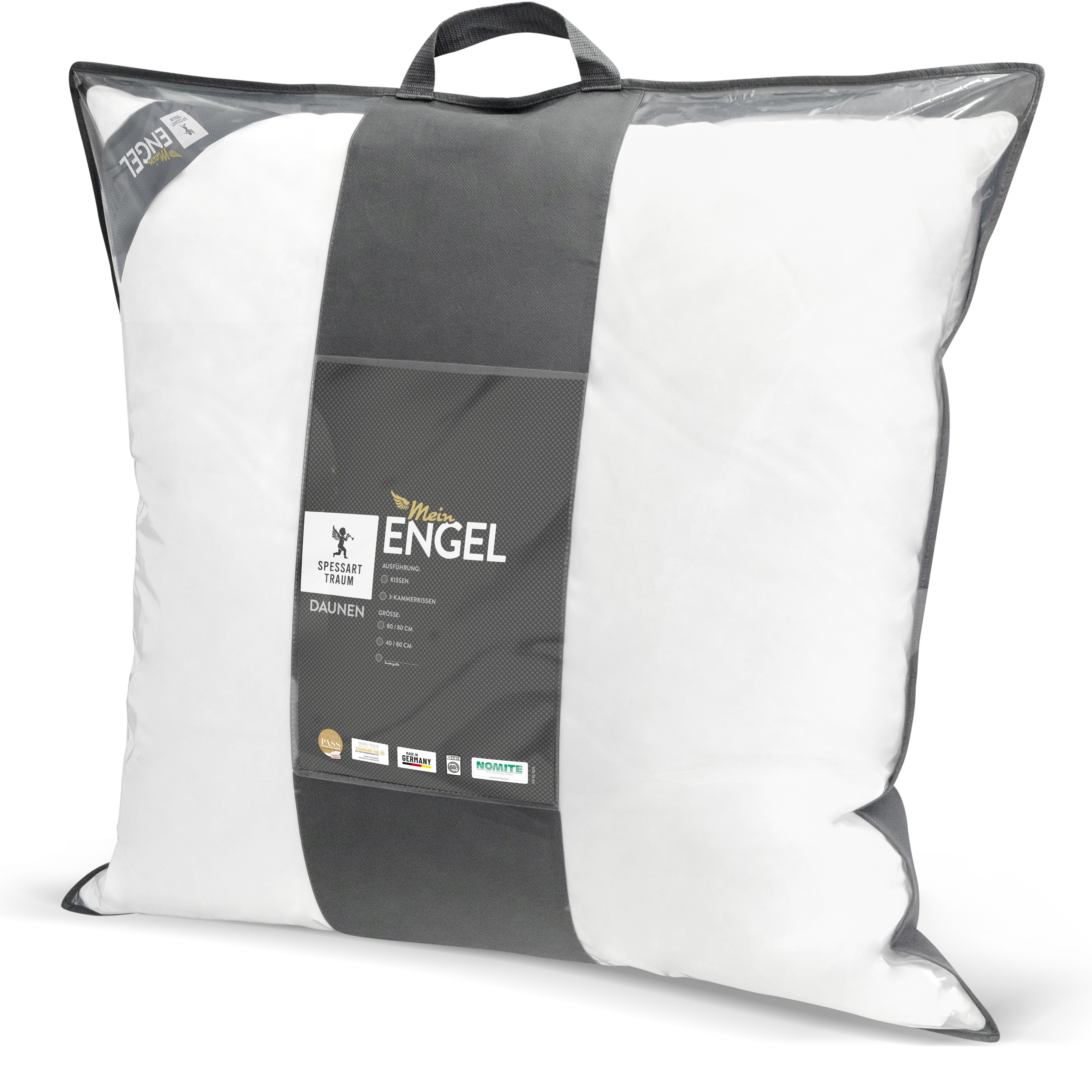3-Kammer-Kopfkissen Mein Engel, SPESSARTTRAUM, Füllung: 90% Gänsedaunen / 10% Gänsefedern (Außenkammer), 100% Gänsefedern (Innenkammer), hergestellt in Deutschland, allergikerfreundlich