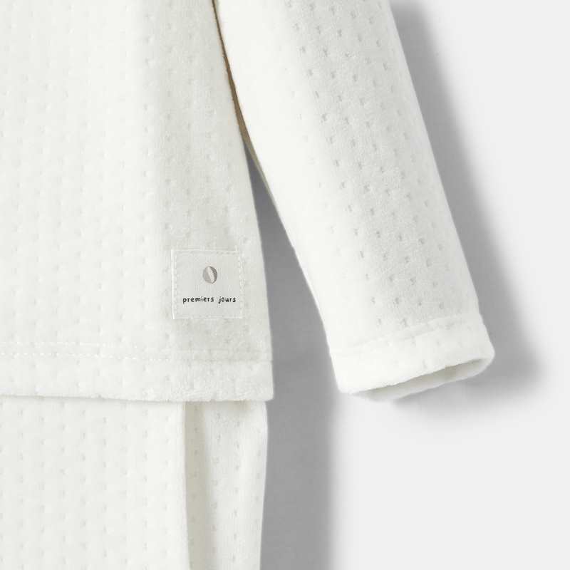 Pyjama cache-cœur en velours dévoré blanc naissance Absorba