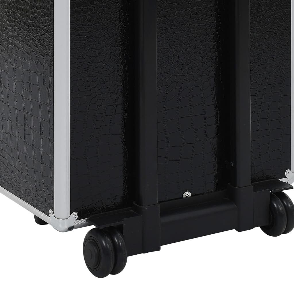 vidaXL Kosmetik-Koffer Kosmetikkoffer Aluminium Schwarz mit Krokoprägung