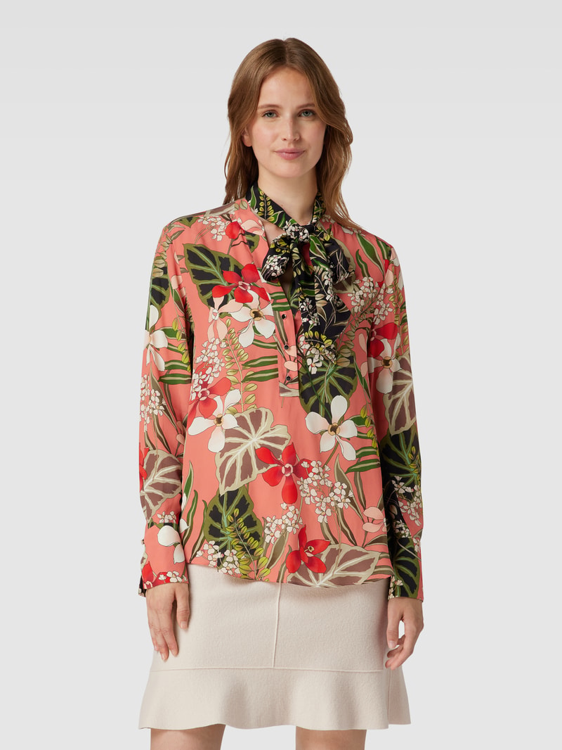 Blusenshirt mit floralem Muster in koralle