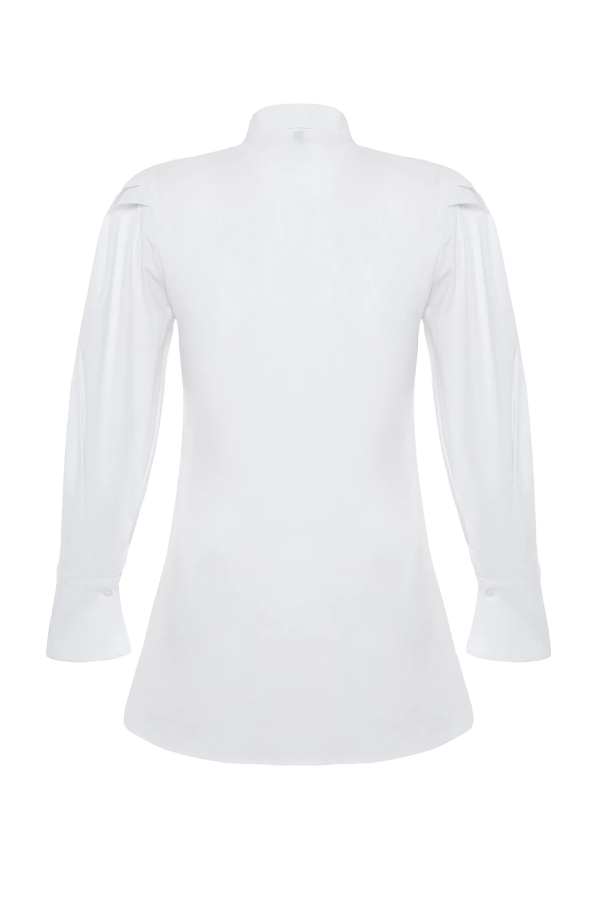 Trendyol Modest  Weißes, gewebtes Hemd mit Kragen und Krawattendetail TCTSS24TG00002