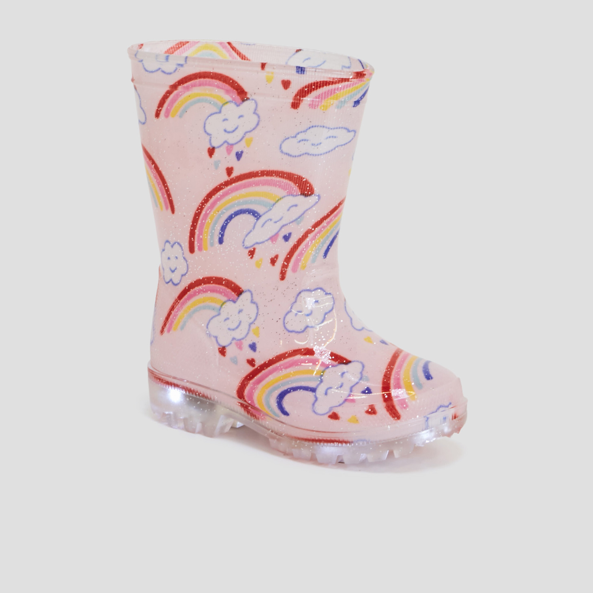 Bottes de pluie semelle lumineuse rose bébé fille | La Halle
