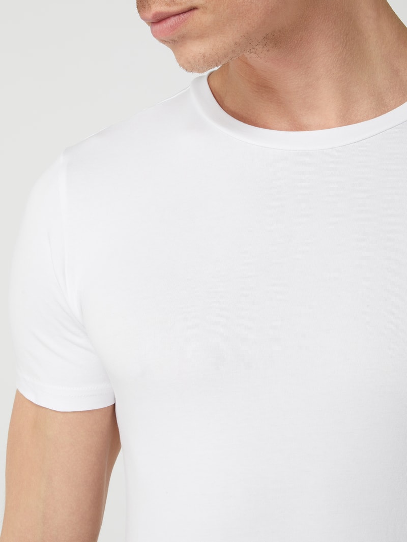 T-Shirt mit Stretch-Anteil im 2er-Pack Modell 'Cadan' in weiß