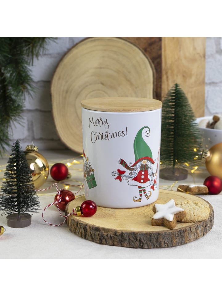 Geda Labels Vorratsdose Merry Christmas Wichtel in Weiß - 620ml günstig kaufen onesize