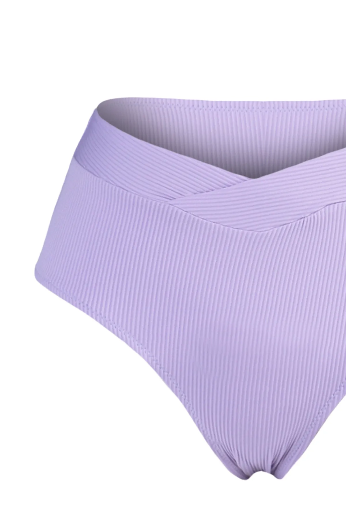 Trendyol Collection  Lila V-Schnitt, strukturierte Bikinihose mit hoher Taille und normalem Beinverlauf TBESS21BA0067