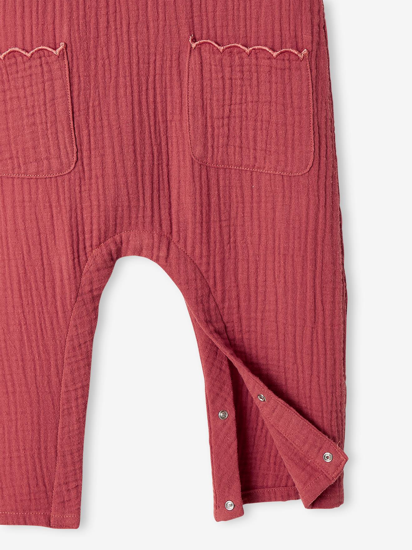 Vertbaudet Mädchen Baby Overall, Schmetterlingsärmel mit Stickerei - salbeigrün