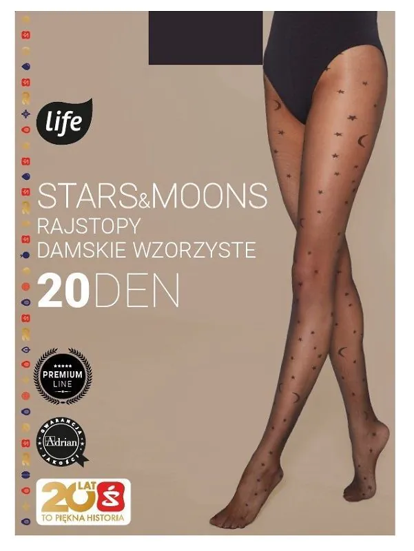 Женске хулахопке Life Stars & Moons 20 Den, величина 2, црне