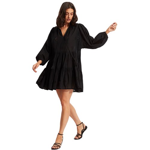 DAMEN KLEID EMBROIDERY TIERED DRESS