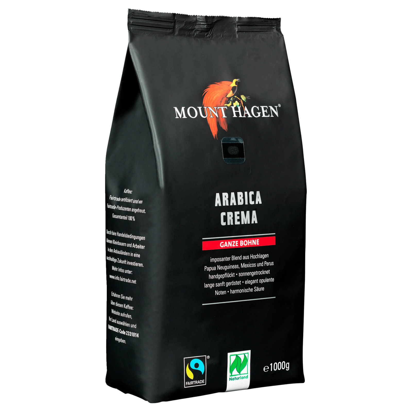 Mount Hagen Bio Arabica Crema ganze Bohne 1kg