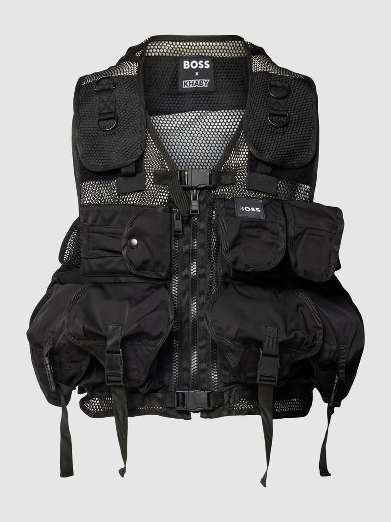 Weste mit Label-Print Modell 'Lame' - BOSS x Khaby 2.0 in schwarz