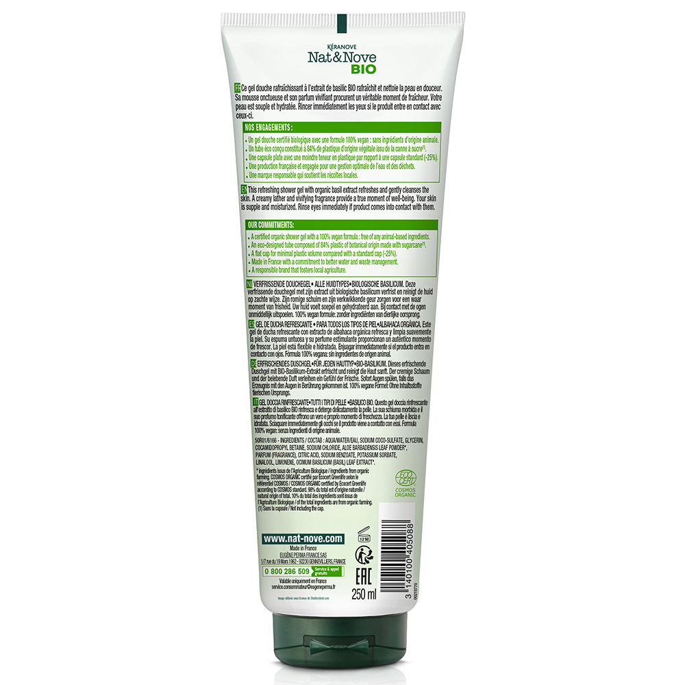 Nat & Nove Bio Gel Douche Rafraîchissant certifié bio Gel Douche certifié bio / Tous types depeaux